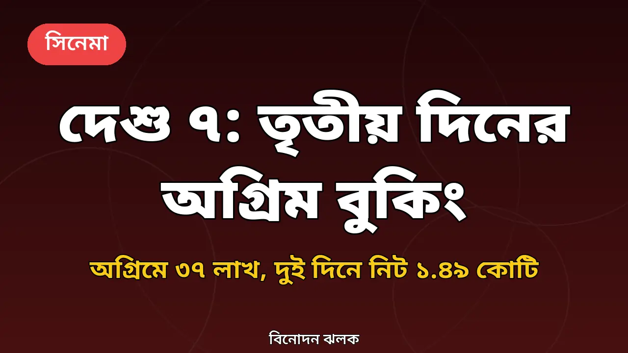 'দেশু ৭'-এর তৃতীয় দিন: রবিবারের অগ্রিম বুকিংয়ে ৩৭ লাখ রুপি, দুই দিনে নিট আয় ১.৪৯ কোটি