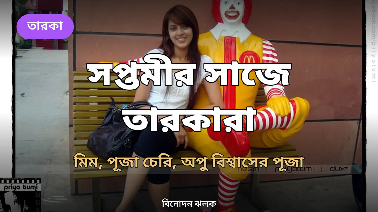 পূজার সপ্তমীতে তারকাদের নজরকাড়া সাজ: লাল শাড়িতে মিম, মণ্ডপে ঘুরছেন পূজা চেরি